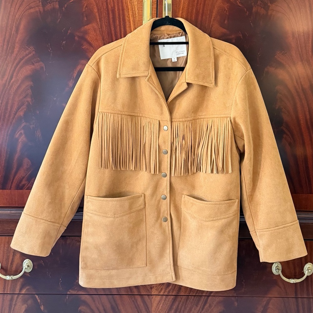 NEW Anthropologie Pilcro Western Fringe Jacket Honey XS - Picture 3 of 11